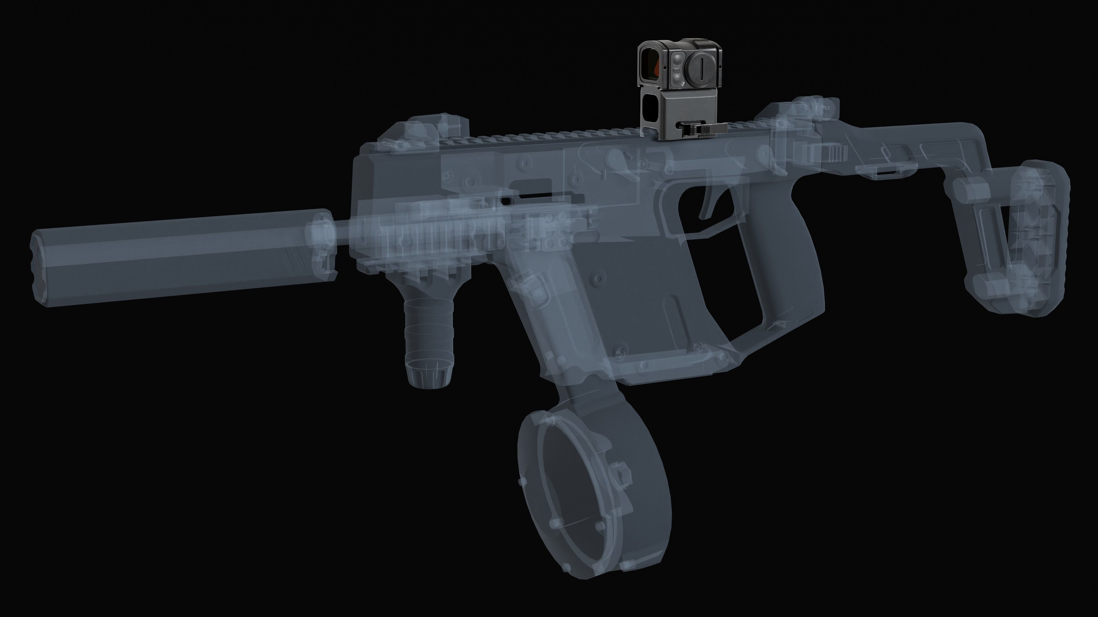 Red Dot Reflex Sight Aimpoint Acro P-2 Low-poly 3D model_3