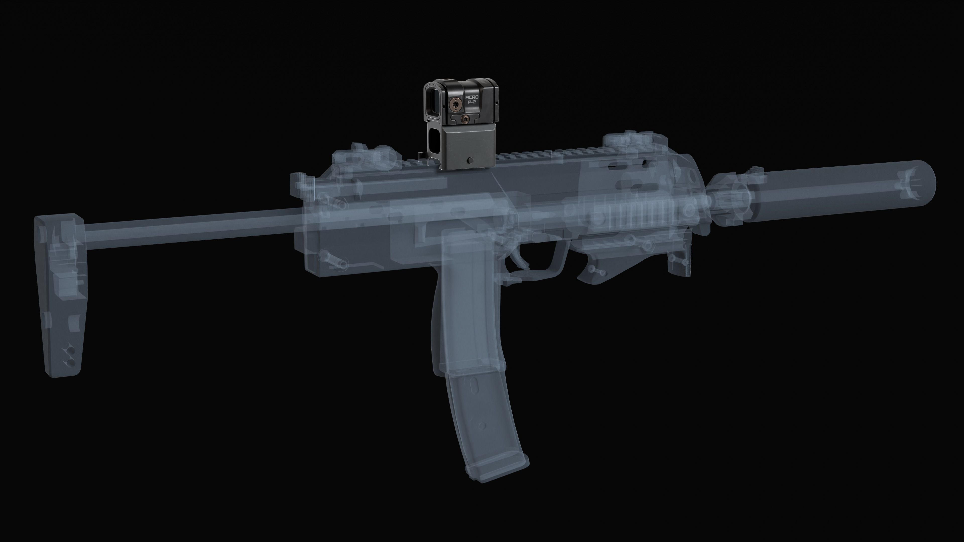 Red Dot Reflex Sight Aimpoint Acro P-2 Low-poly 3D model_4