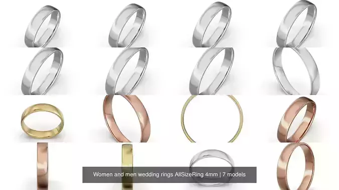  Women and men wedding rings AllSizeRing 4mm