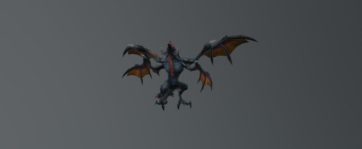 Bat Devil Double Wings Low-poly 3D model_3