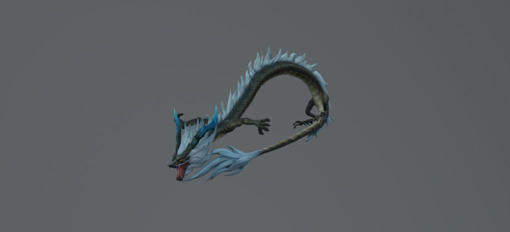 Dragon Blue Old Low Poly Low-poly 3D model_4