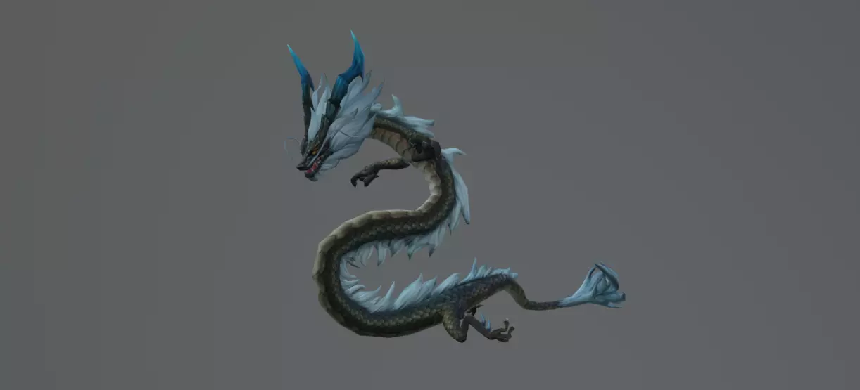 Dragon Blue Old Low Poly Low-poly 3D model_0
