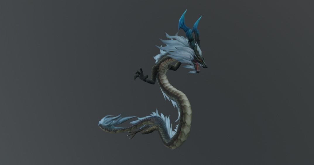 Dragon Blue Old Low Poly Low-poly 3D model_1