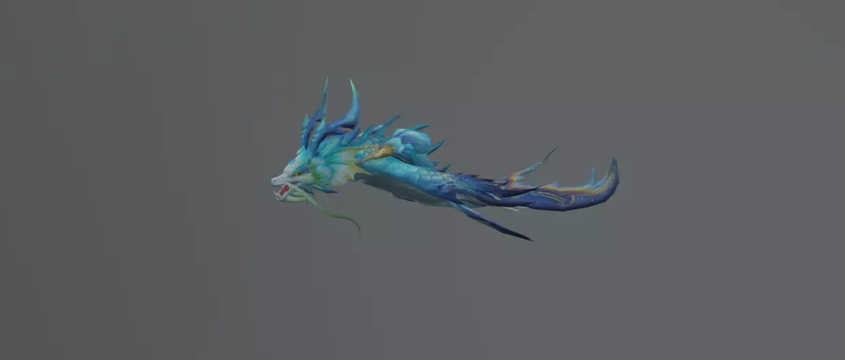 Blue Fish Dragon Fantasy Low Poly Low-poly 3D model