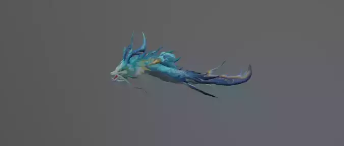 Blue Fish Dragon Fantasy Low Poly Low-poly 3D model