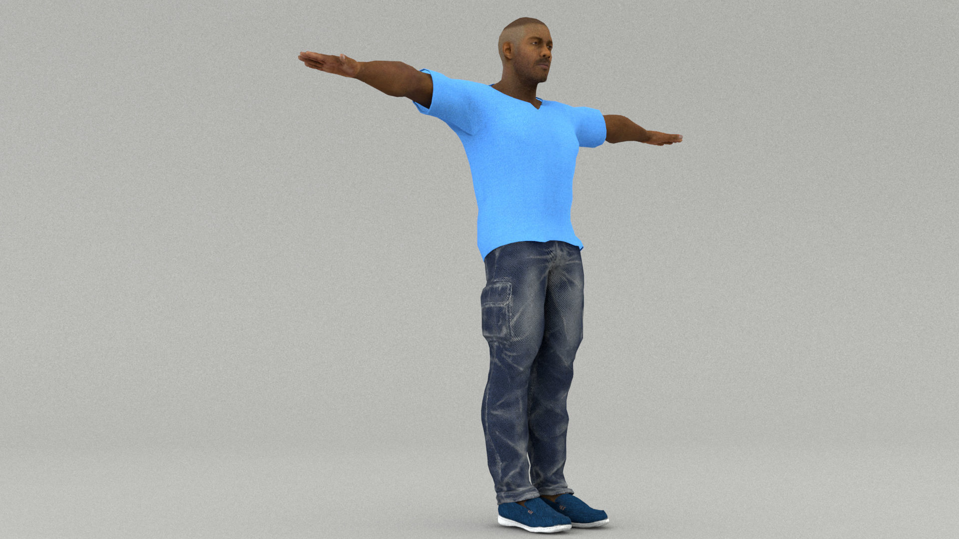 laos Game Male African Low-poly 3D model_1