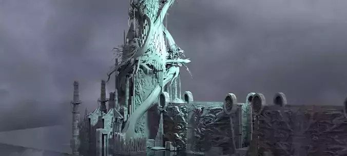 Celtic Gods Engraved Tower Tree 3D model