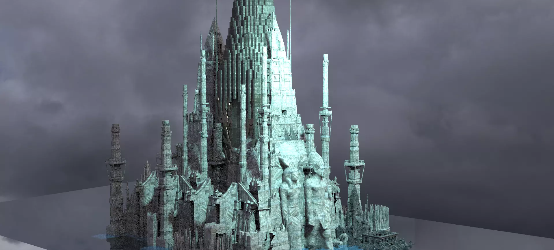 Celtic Gods Engraved City Tower 3D model_0