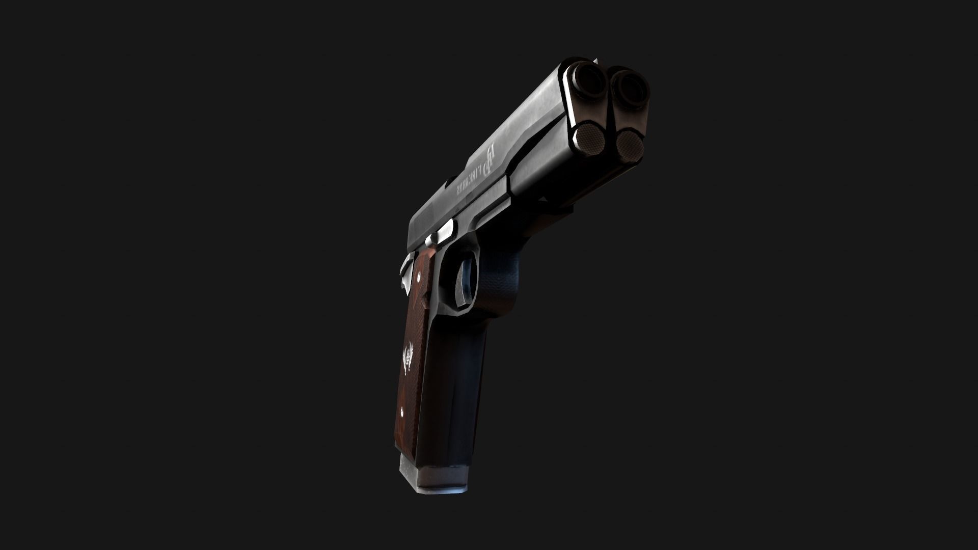 Double Barrel 1911 Low-poly PBR game ready  asset Low-poly 3D model_4
