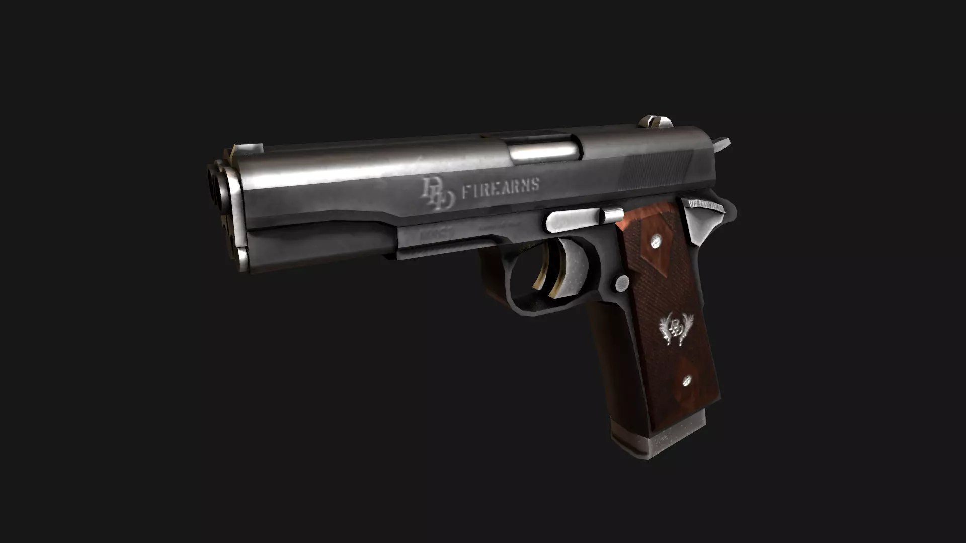 Double Barrel 1911 Low-poly PBR game ready  asset Low-poly 3D model_0