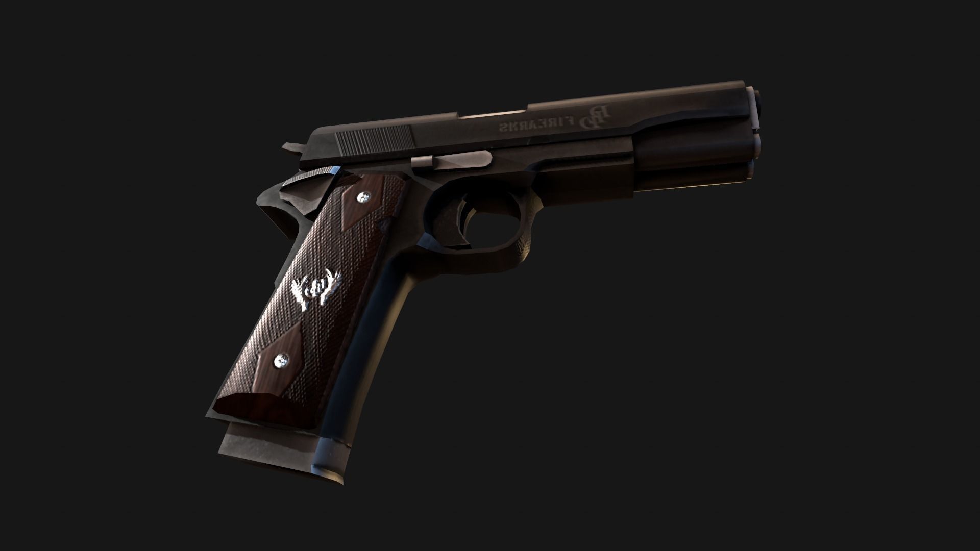 Double Barrel 1911 Low-poly PBR game ready  asset Low-poly 3D model_2