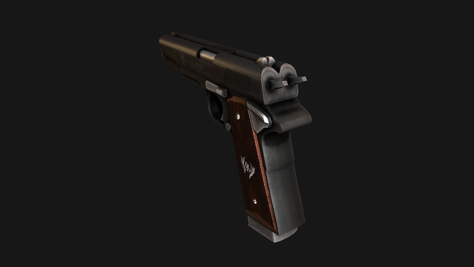 Double Barrel 1911 Low-poly PBR game ready  asset Low-poly 3D model_5