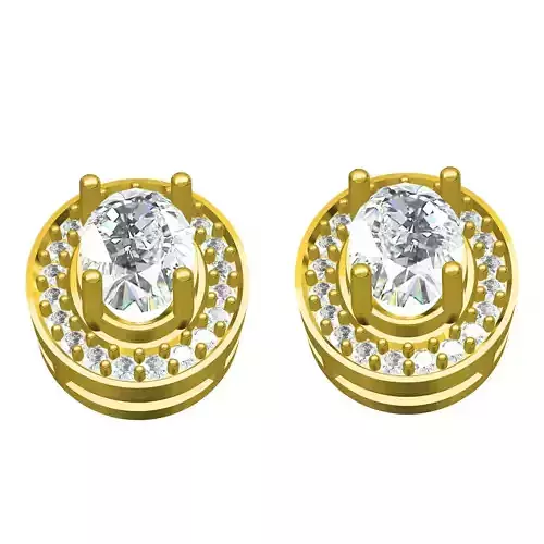 Simple Oval Halo Earring 3D print model