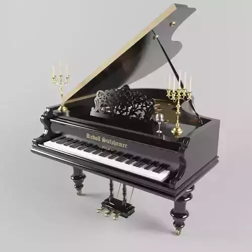 3D royal model grand piano gold