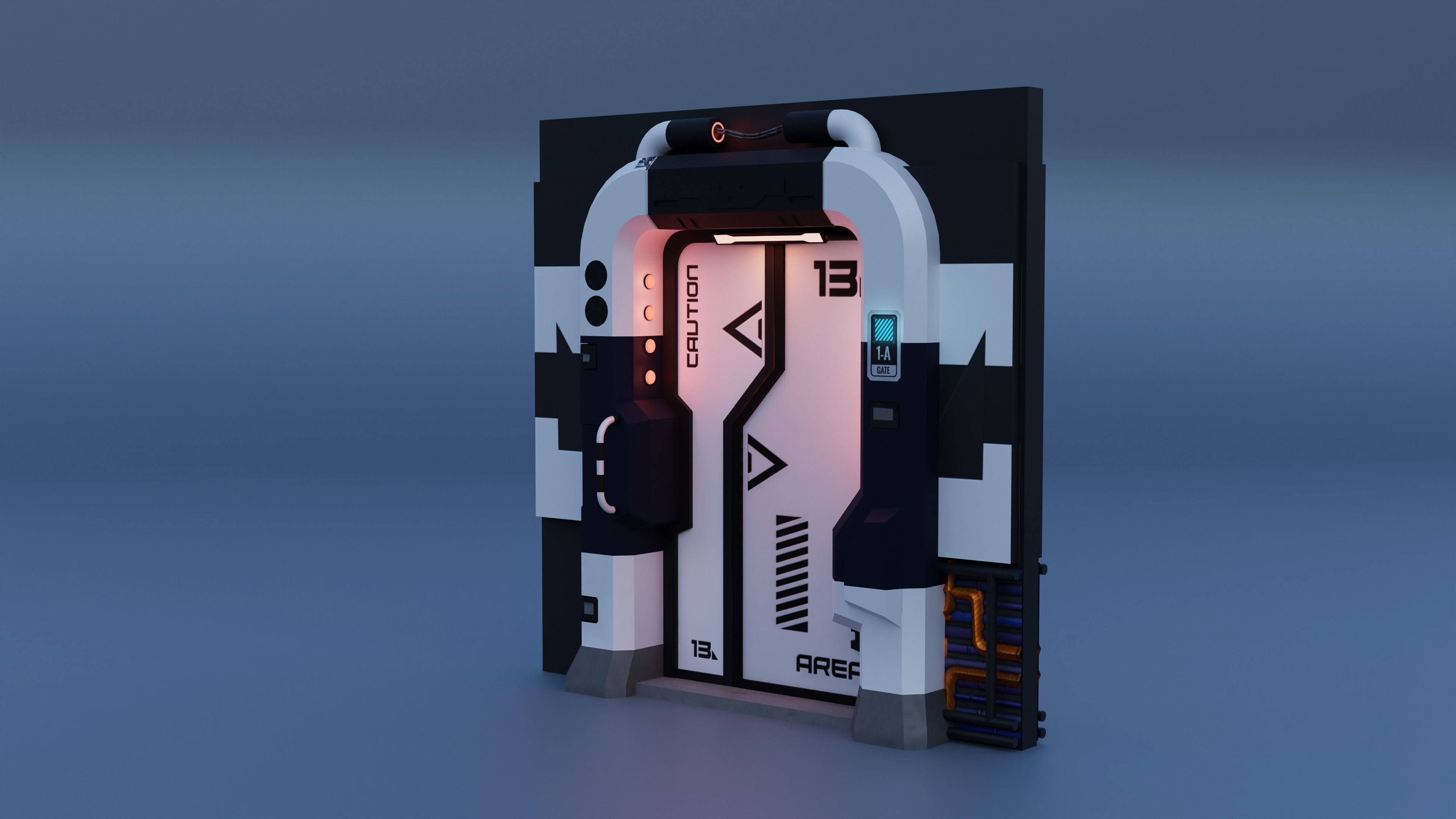 Scifi Door Low-poly 3D model_4