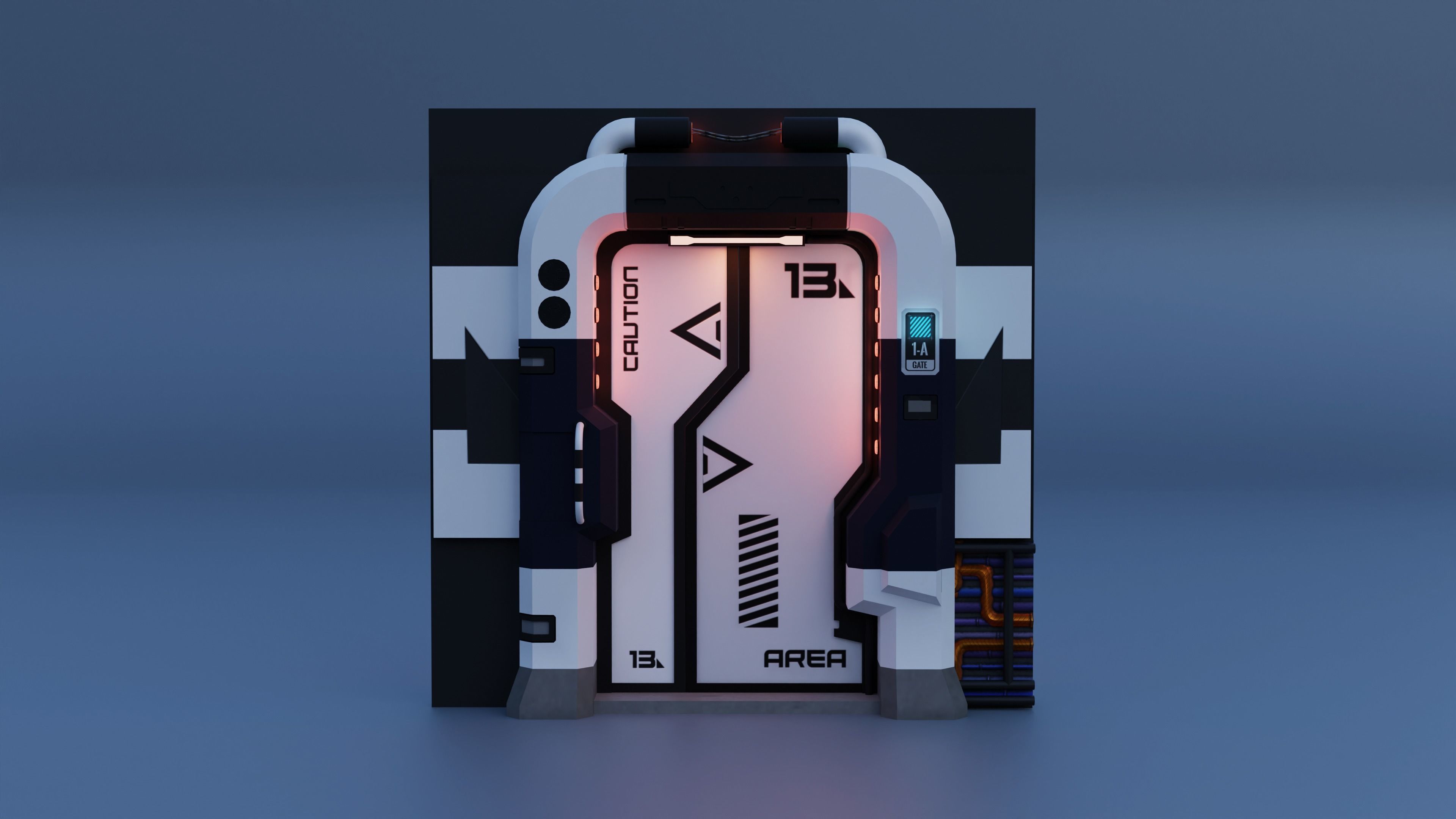 Scifi Door Low-poly 3D model_3