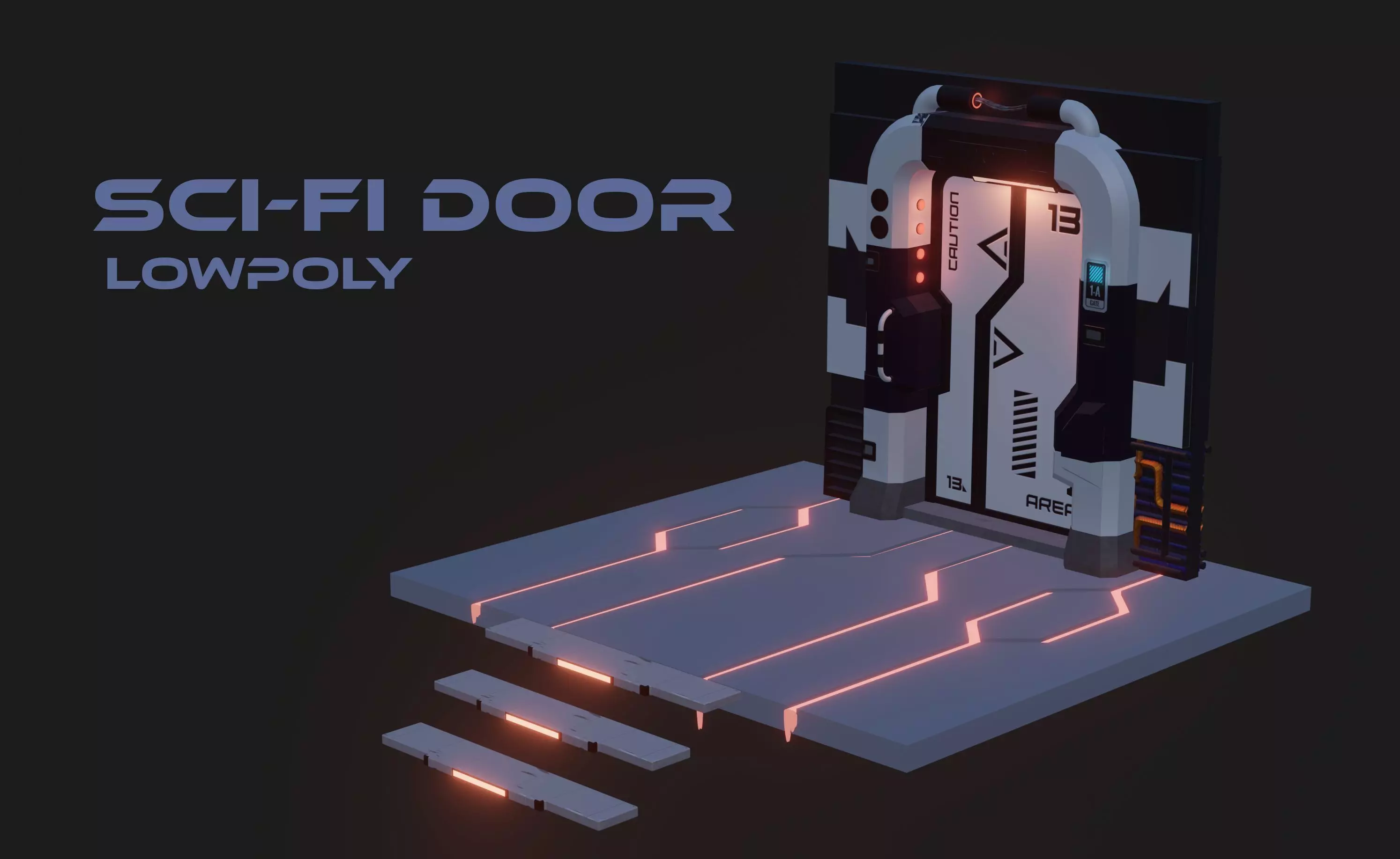 Scifi Door Low-poly 3D model_0