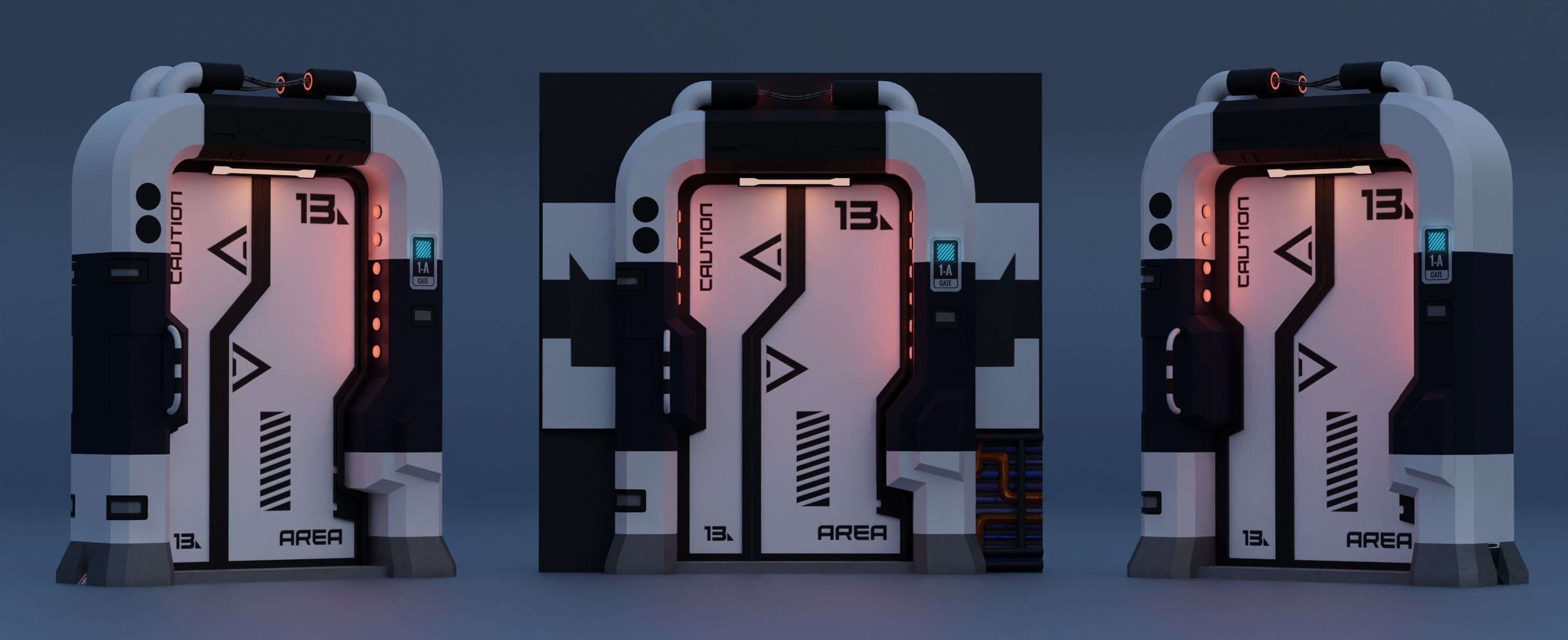 Scifi Door Low-poly 3D model_1