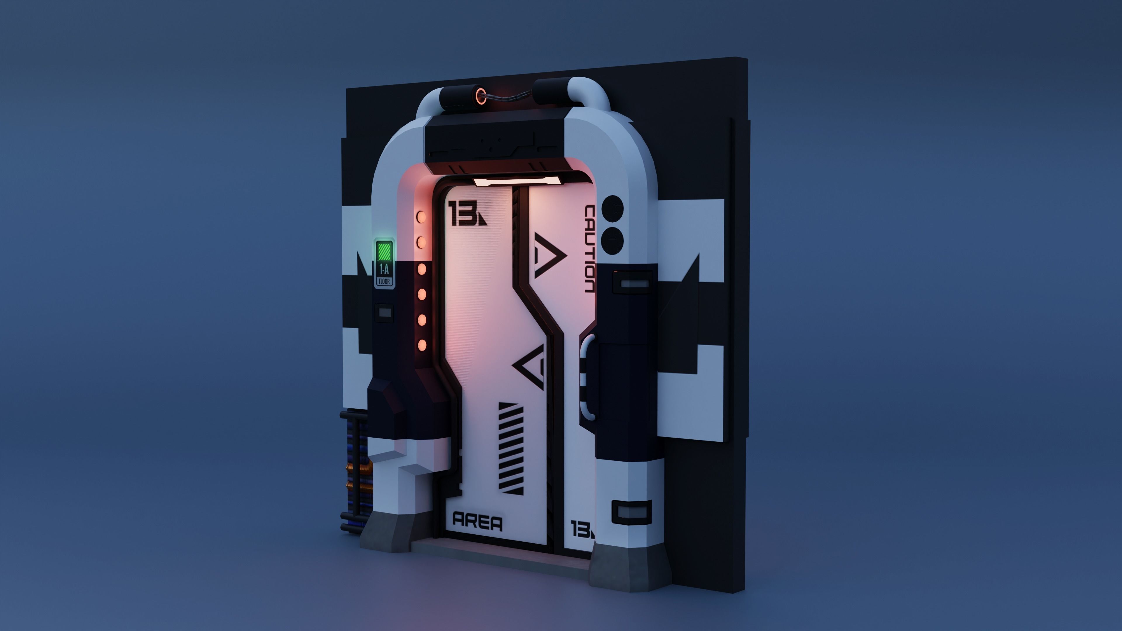 Scifi Door Low-poly 3D model_5