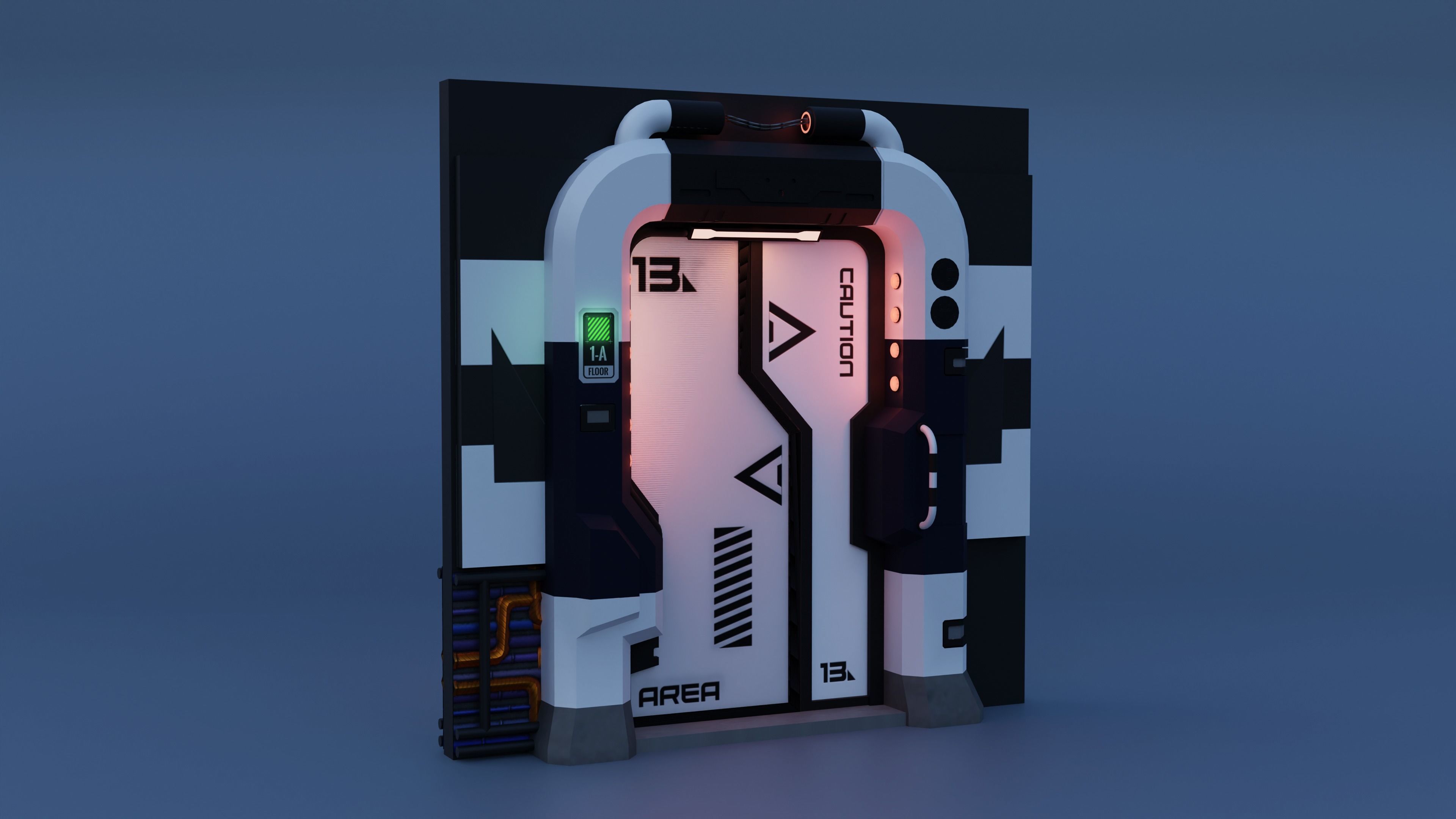 Scifi Door Low-poly 3D model_6