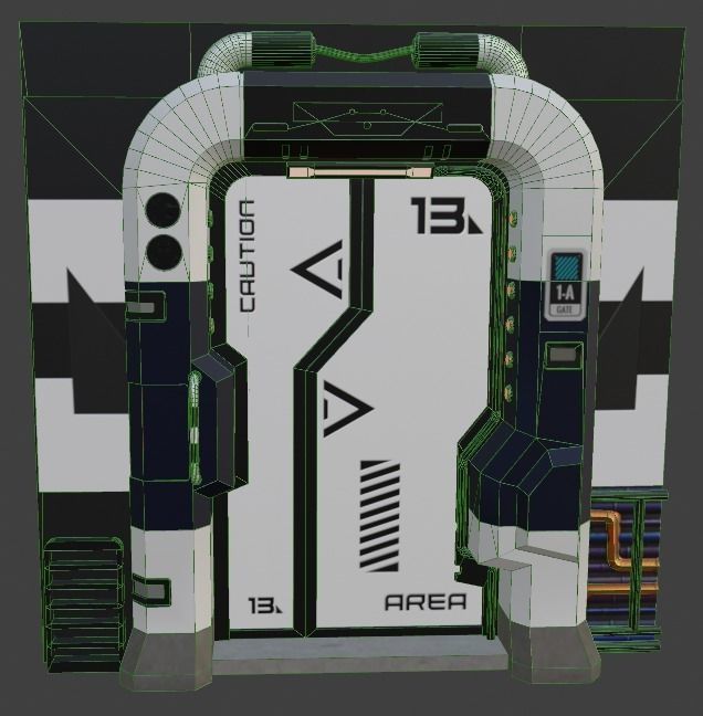 Scifi Door Low-poly 3D model_9
