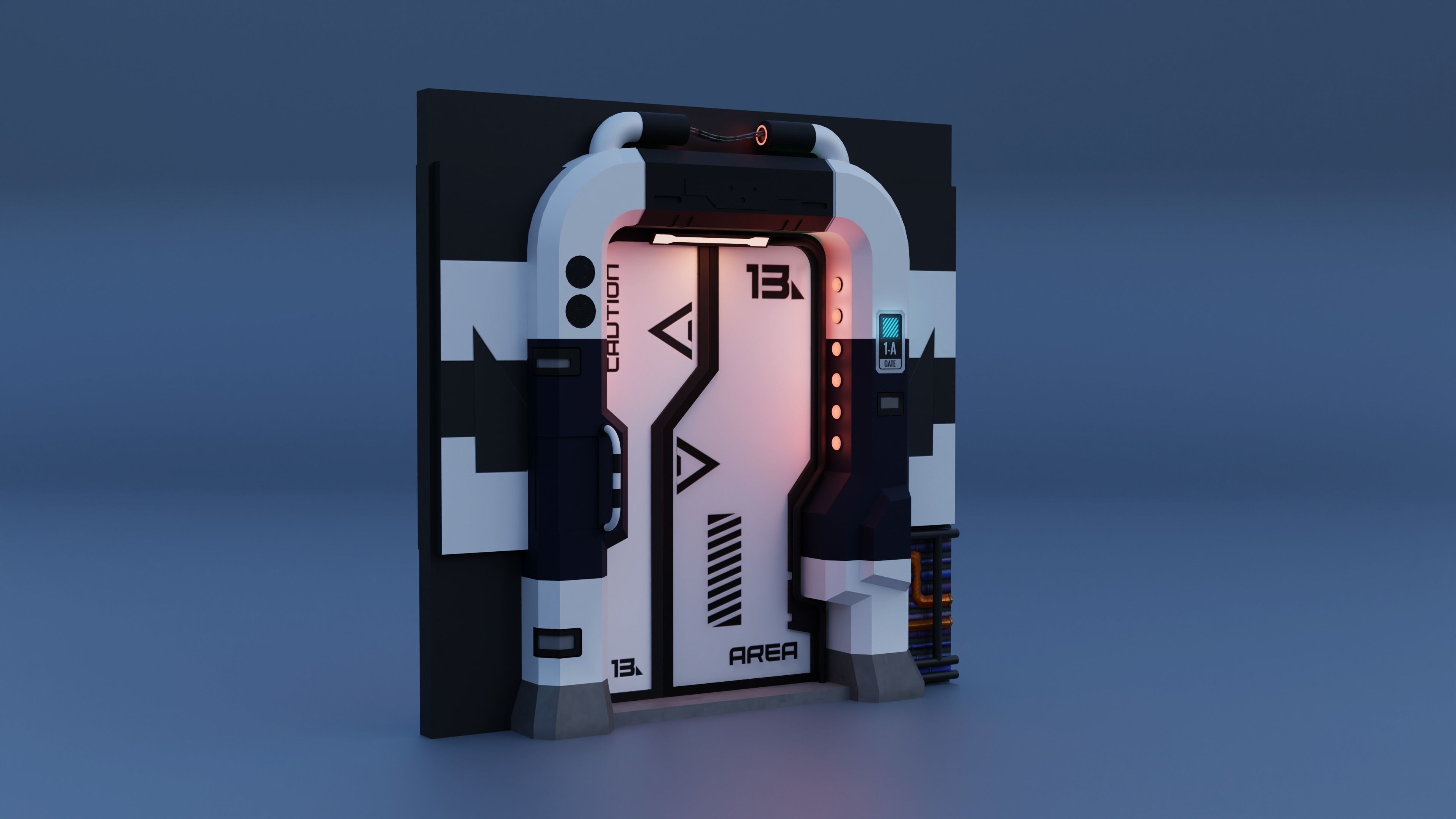 Scifi Door Low-poly 3D model_2