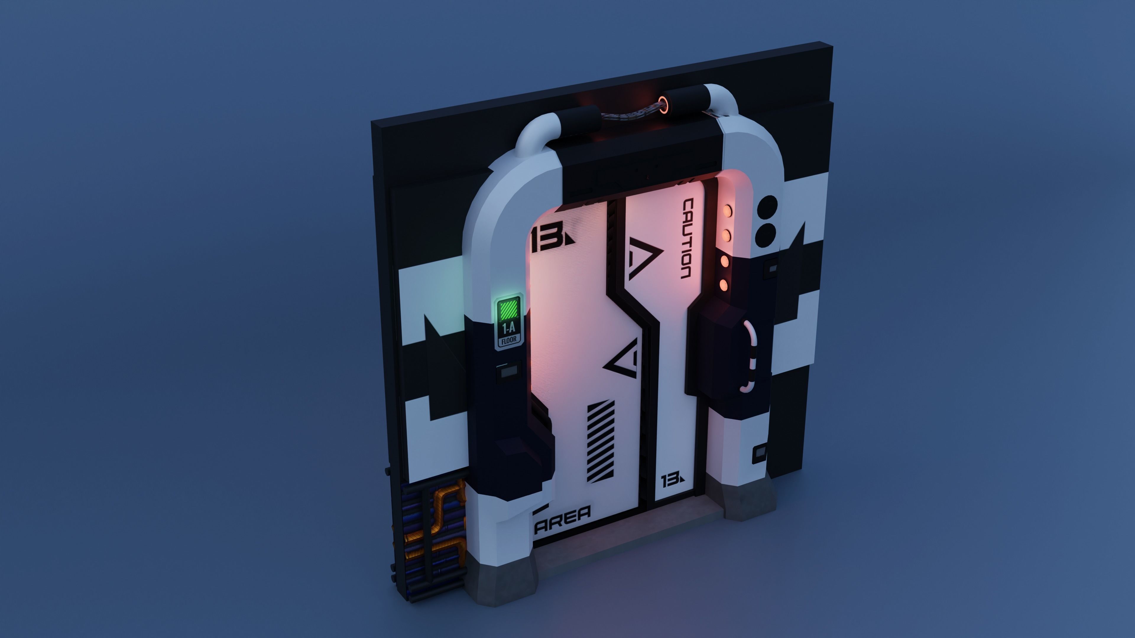Scifi Door Low-poly 3D model_7