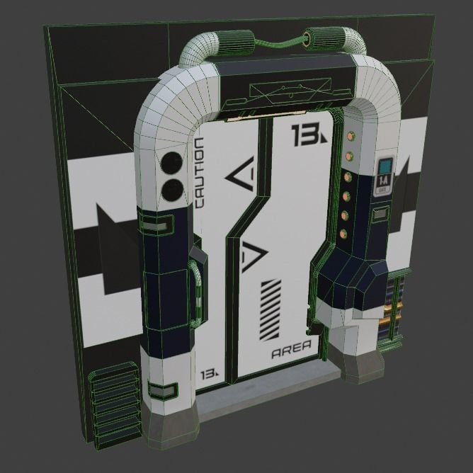 Scifi Door Low-poly 3D model_10