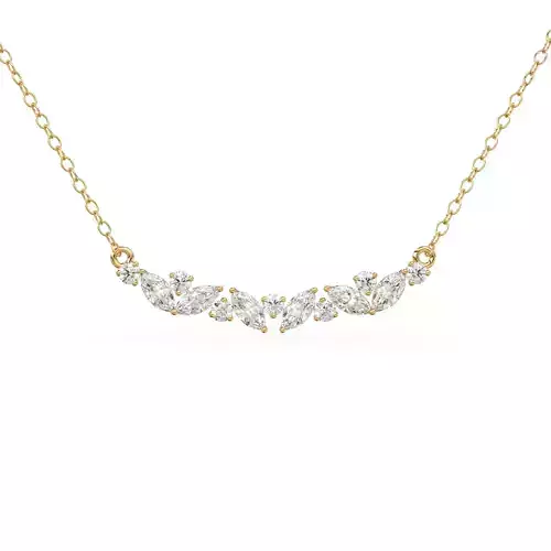 Marquise Diamond Pendant Cluster Round Zircon Charm Necklace