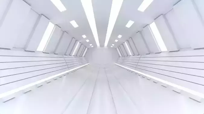 low poly scifi corridor 02