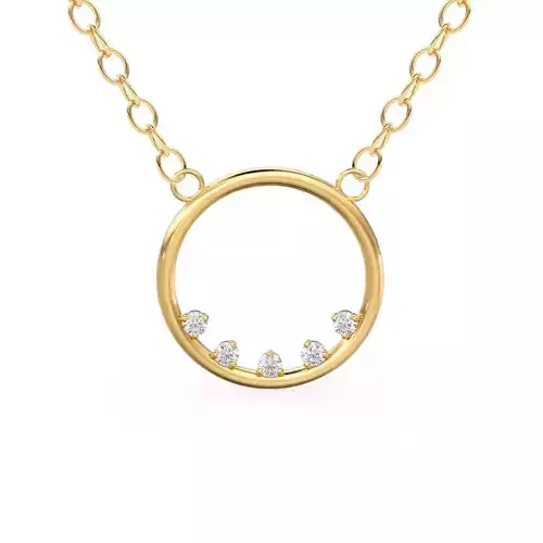 Circle Round Diamond Pendant Zircon Geometric Charm Necklace