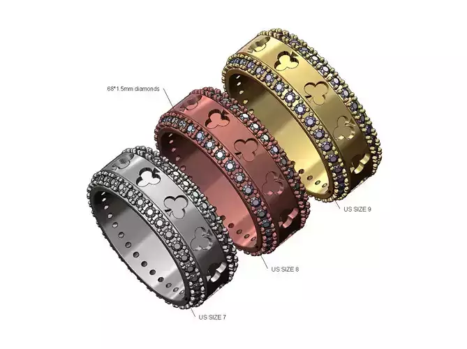 Clubs diamond sides cigar band US sizes 7 8 9