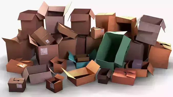 Storage Boxes Set Low-poly 3D model
