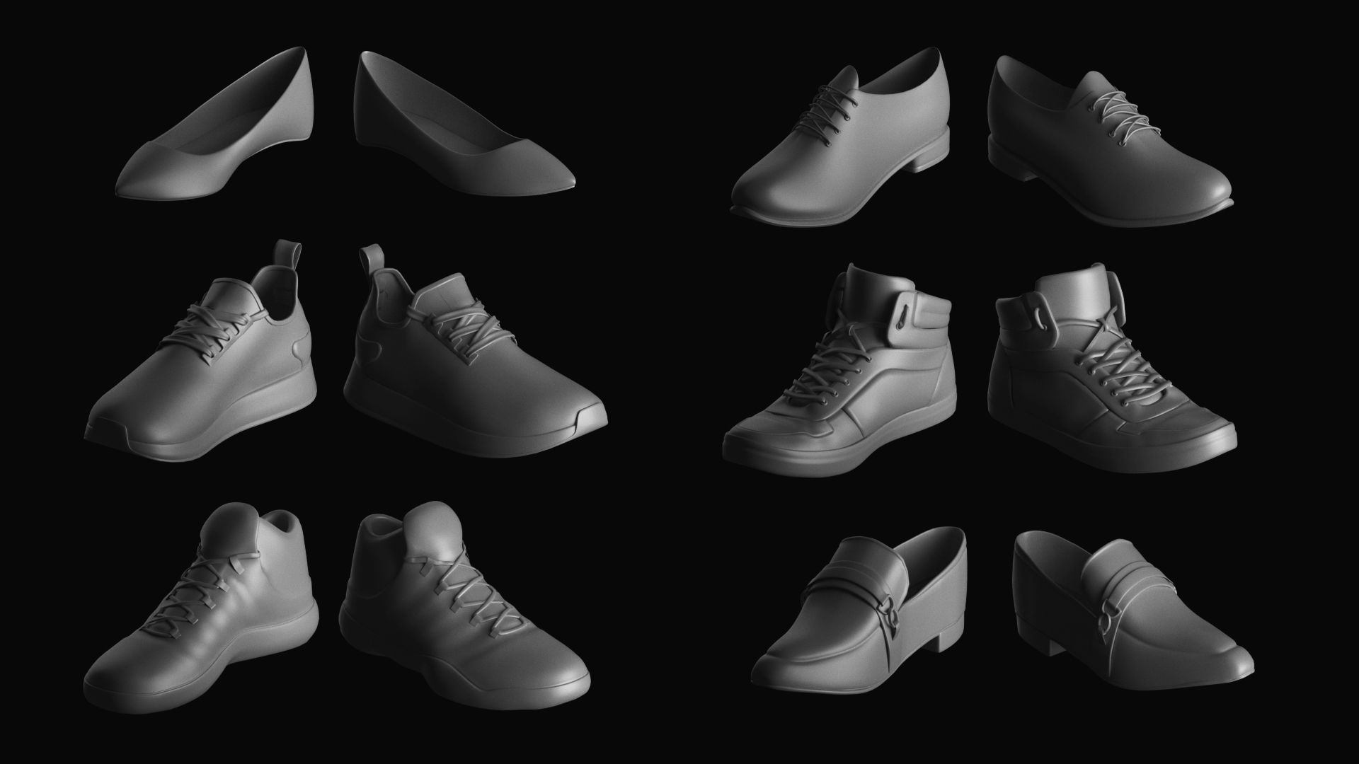 Basemesh Shoes Collection 3D model_1