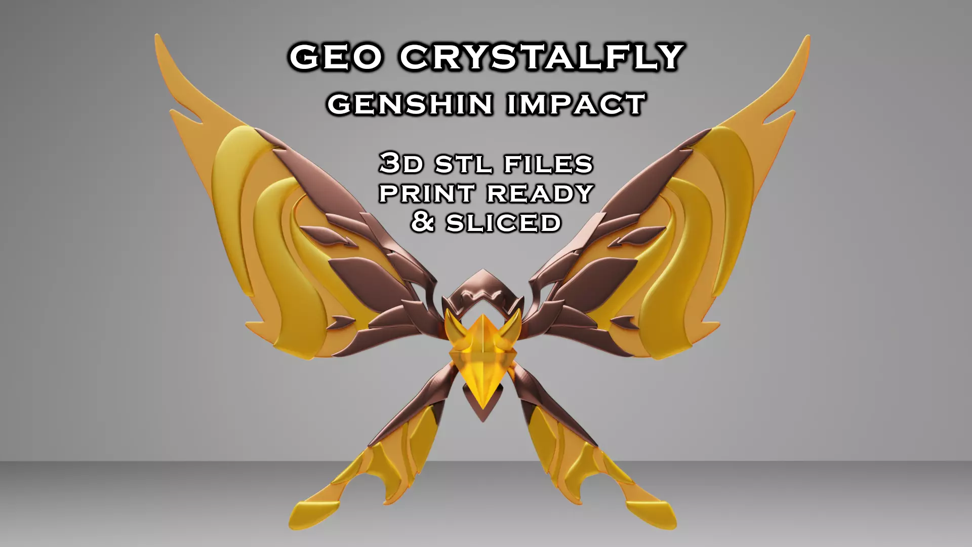 Geo Crystalfly -- Genshin Impact Decoration -- 3D Print Ready 3D print model_0