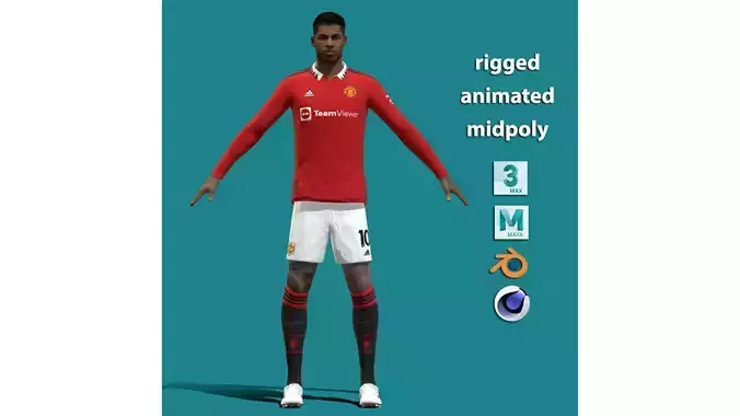T-P Rigged Marcus Rashford Manchester United 3D model