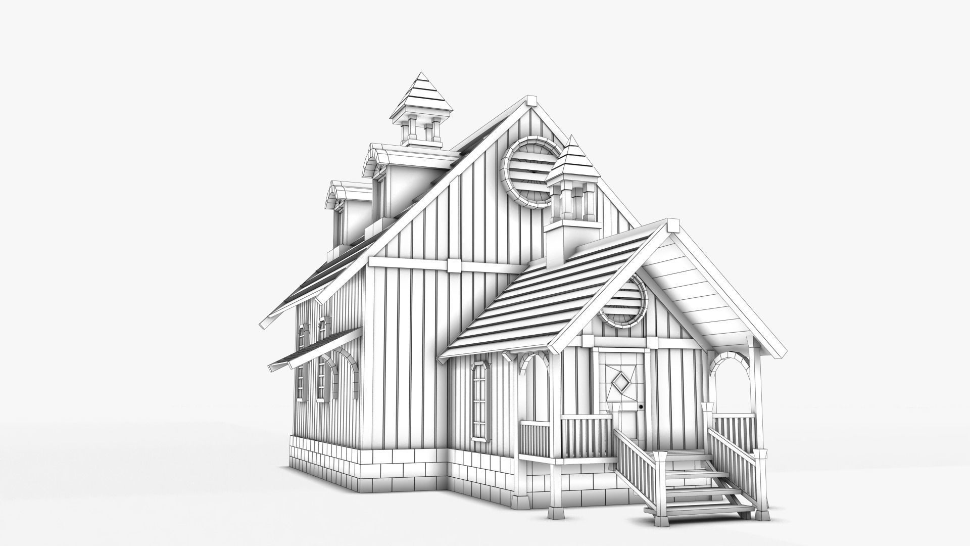 Cottage 17 Low-poly 3D model_9