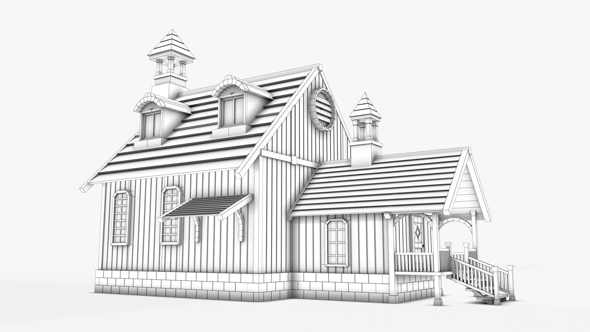 Cottage 17 Low-poly 3D model_8
