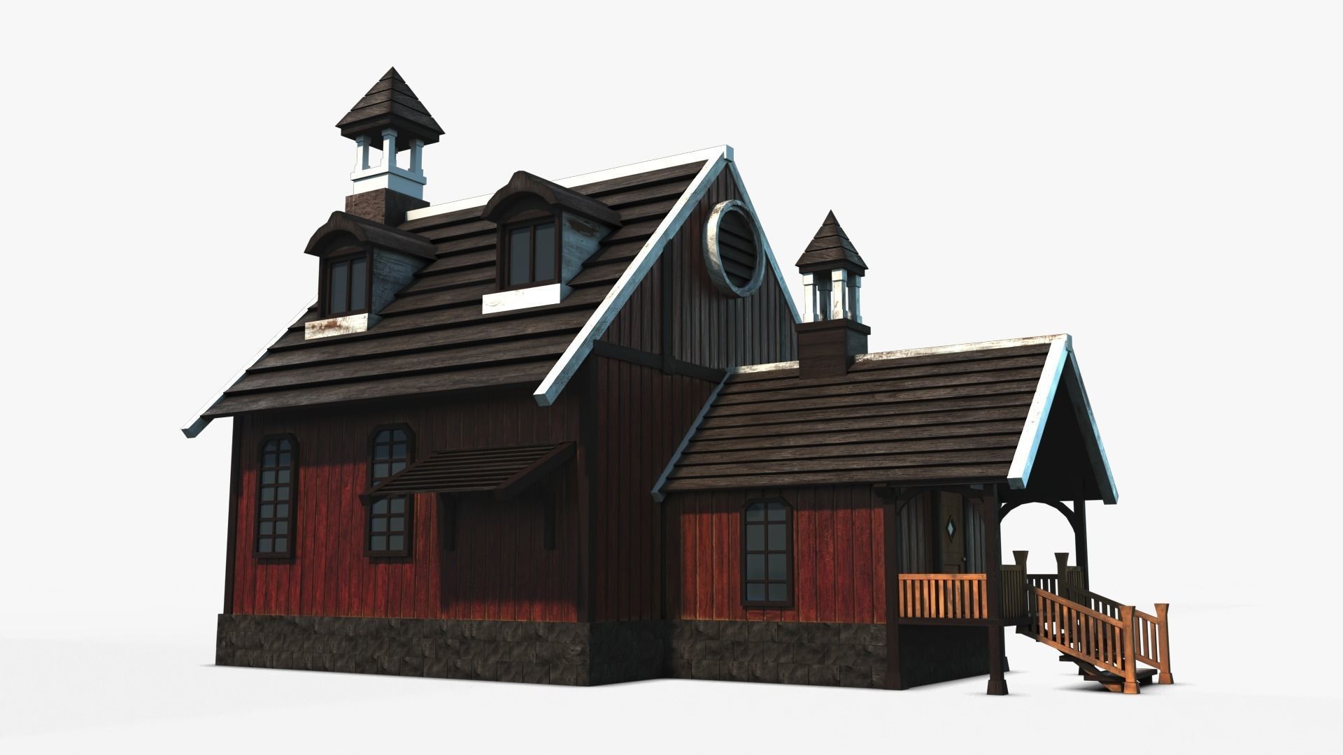 Cottage 17 Low-poly 3D model_2