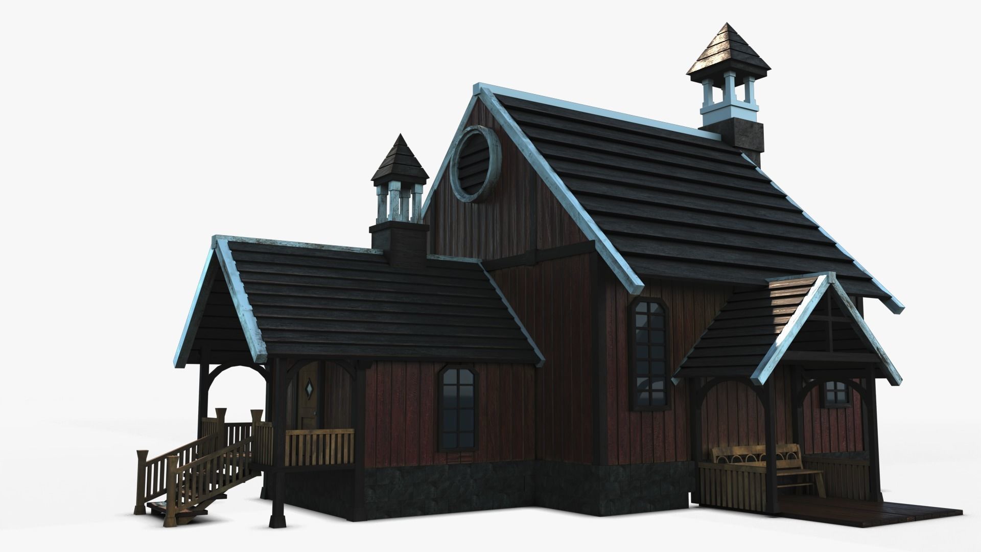 Cottage 17 Low-poly 3D model_4