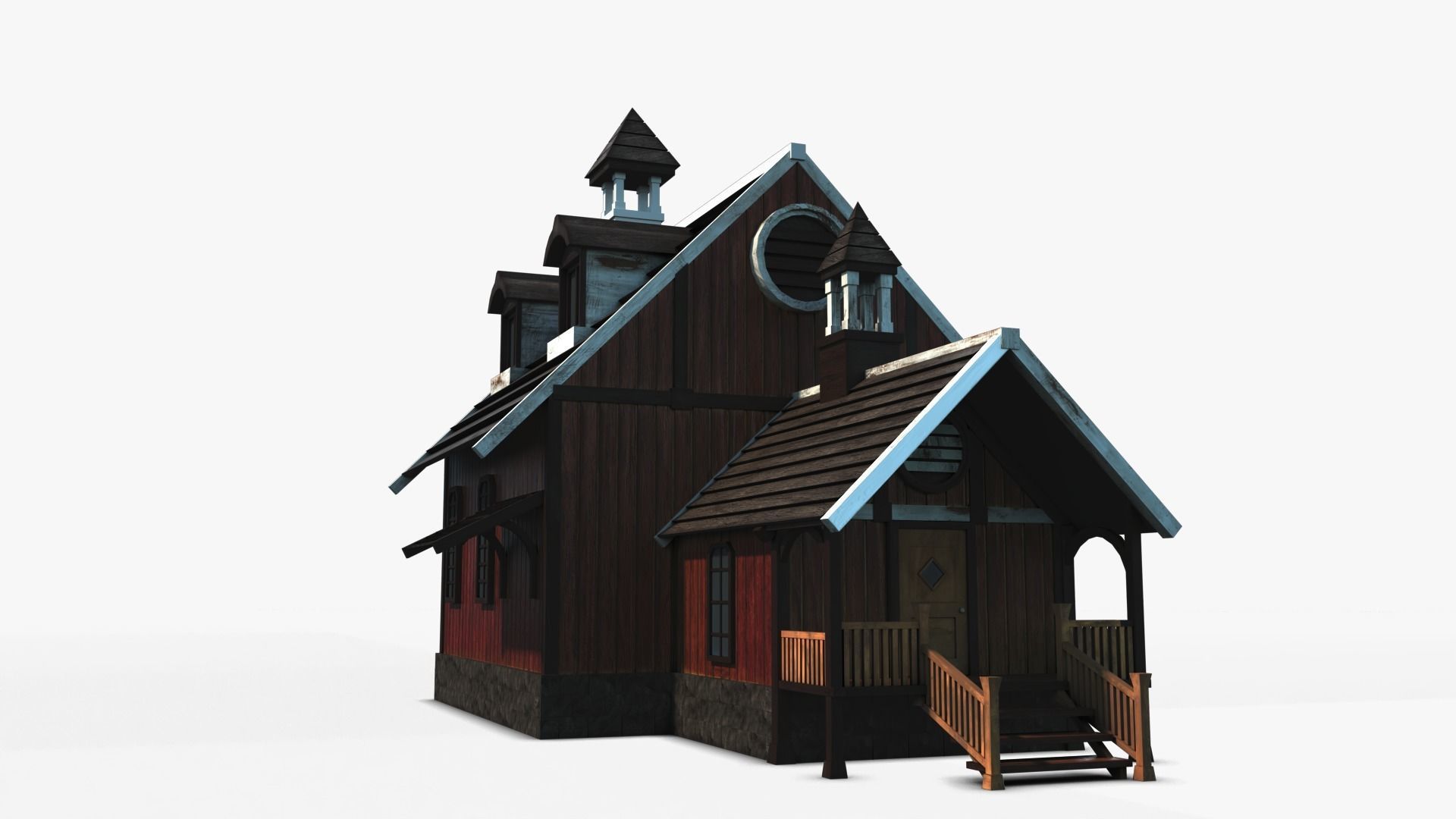 Cottage 17 Low-poly 3D model_3
