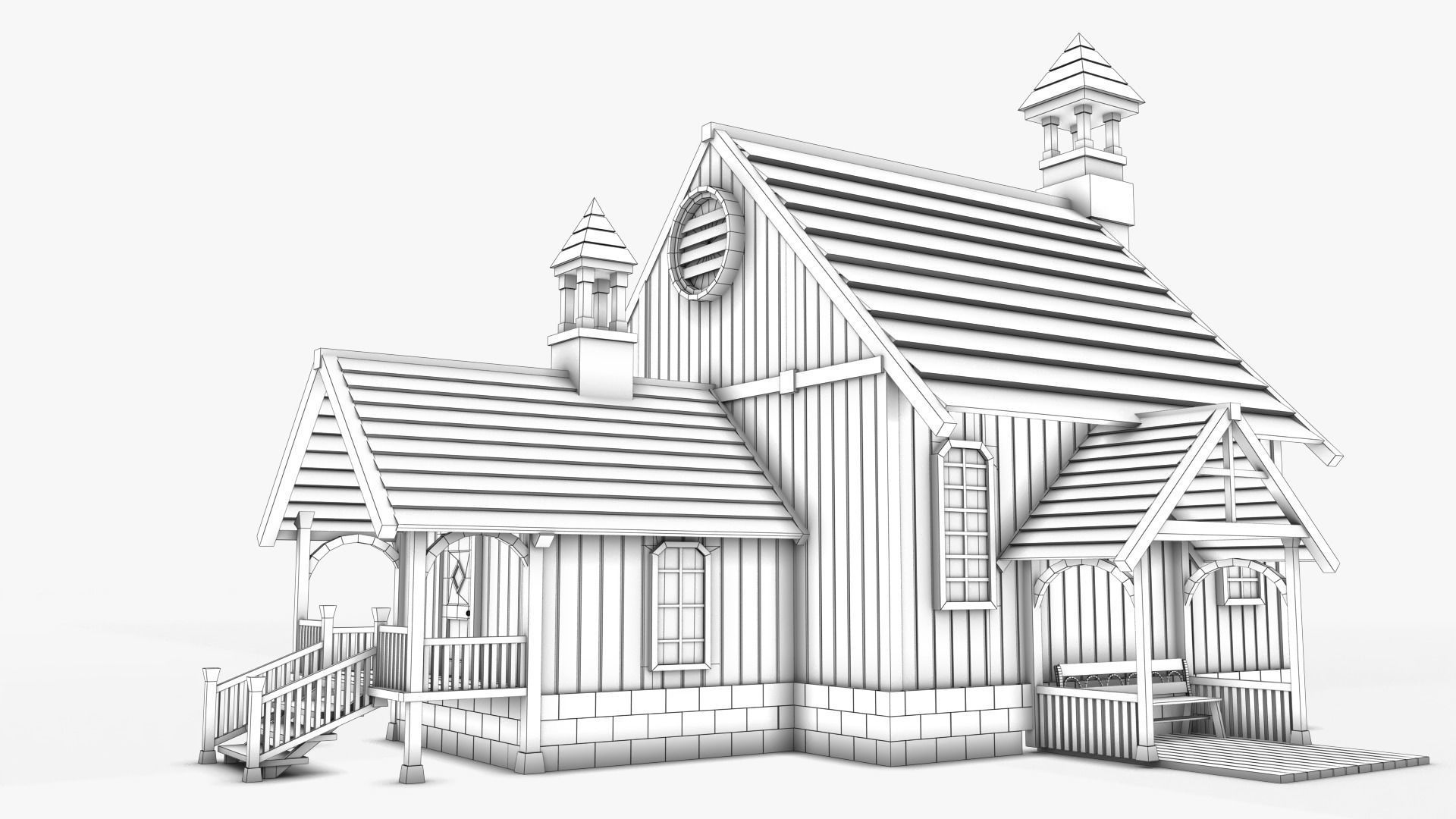 Cottage 17 Low-poly 3D model_10