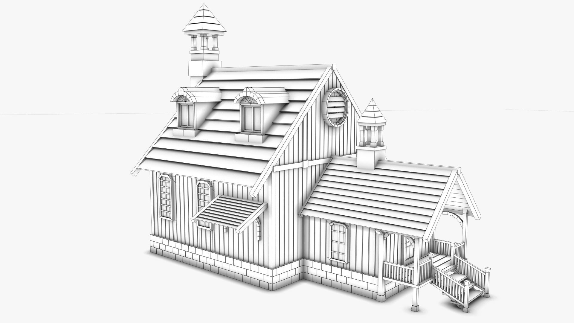 Cottage 17 Low-poly 3D model_7