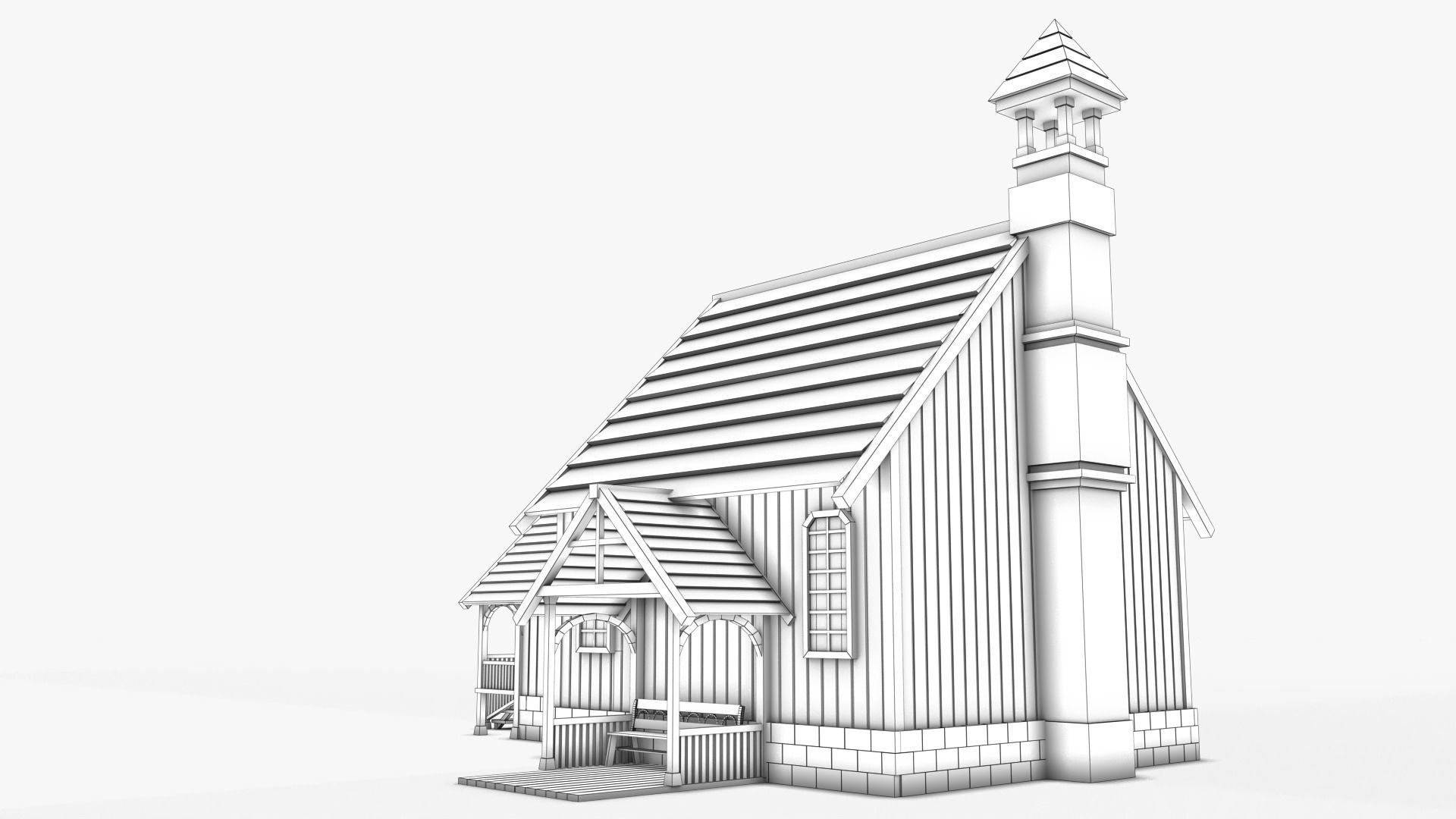Cottage 17 Low-poly 3D model_11