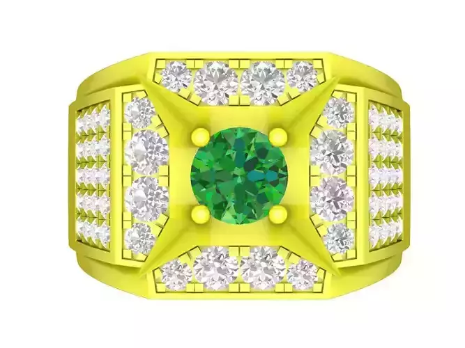 Luxury Square Halo Gemstone Ring for Men 4723 3D print model