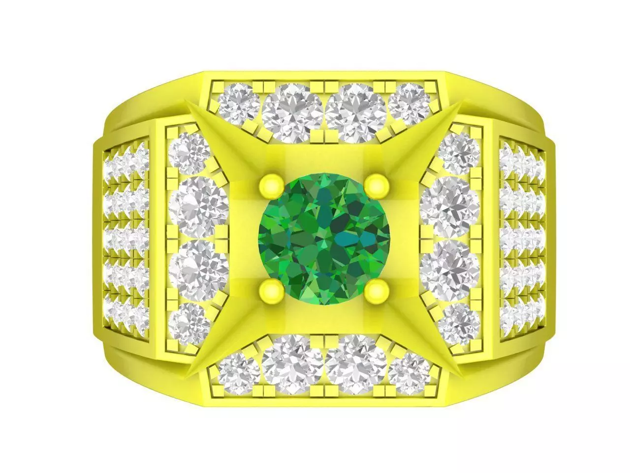 Luxury Square Halo Gemstone Ring for Men 4723 3D print model
