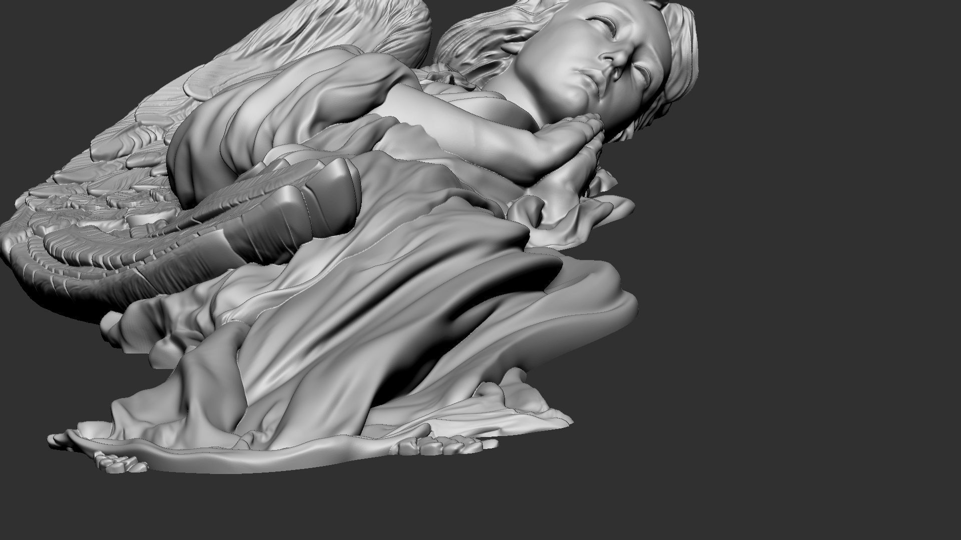 Angel Bas-Relief 1 3D print model_11