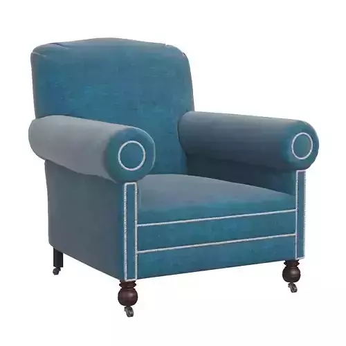 Victorian Napoleonic Blue Velvet Maple and Co Armchairs