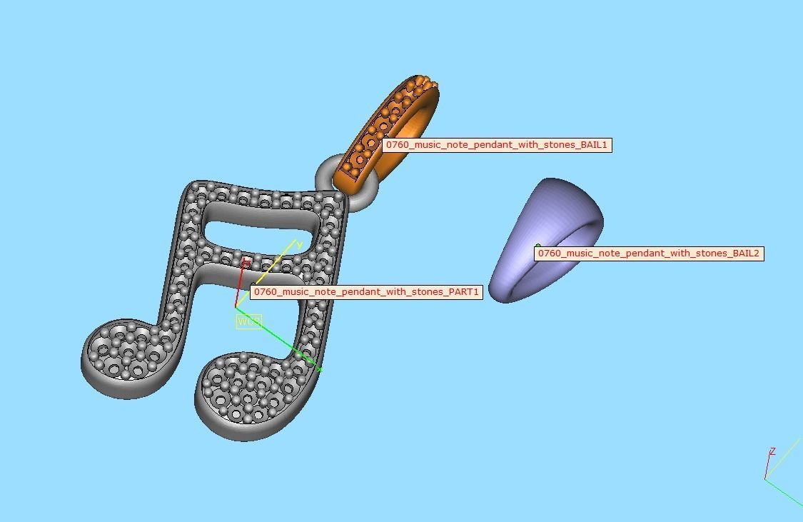 Music Note Pendants with Diamonds and Flat version 3D Model Collection_55
