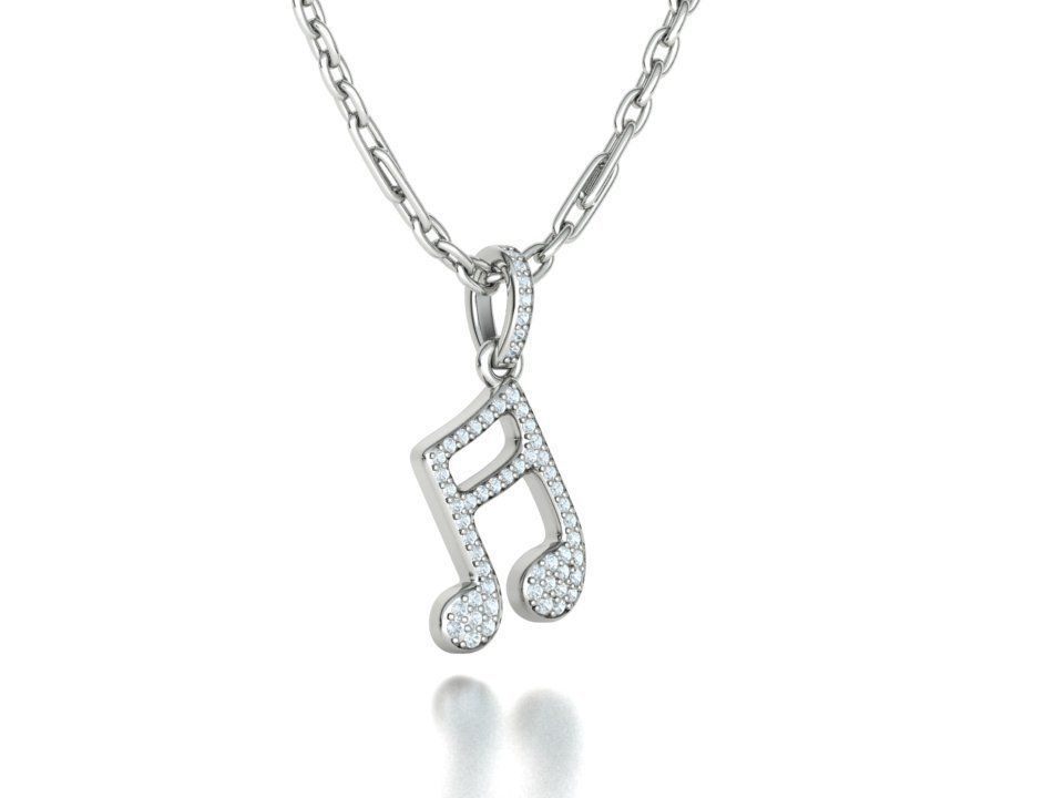 Music Note Pendants with Diamonds and Flat version 3D Model Collection_45